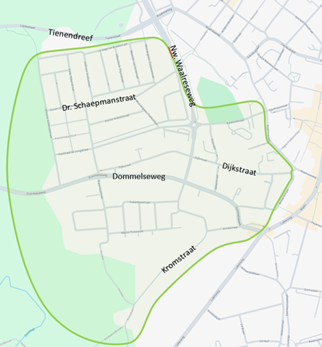 plattegrond van de wijk Kerkakkers+Centrum-gedeelte